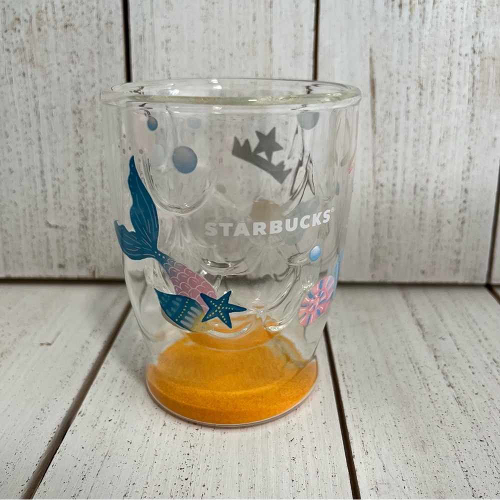 Starbucks Japan Summer Heat Resistant Double Wall Glass Sand Beach Mermaid 237ml